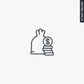 Money, cash, linear style sign for mobile concept and web design