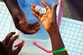Money changing hands in africa Royalty Free Stock Photo