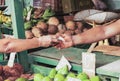 Money changing hands at a market in Havana cuba Royalty Free Stock Photo