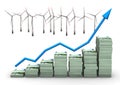 Money Chart Wind Turbines Royalty Free Stock Photo