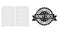 Distress Money Check Ribbon Seal and Mesh Carcass Open Book Royalty Free Stock Photo