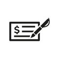 Money check icon on white background