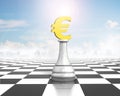 Money chess of golden euro currency on chessboard