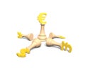 Money chess with golden euro currency king, 3D illustration. Royalty Free Stock Photo