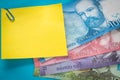 Chile money, Banknotes with yellow sticky note for your own notes Royalty Free Stock Photo