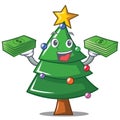 With money Christmas tree character cartoon Royalty Free Stock Photo