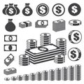 Money and coin icon set. Royalty Free Stock Photo