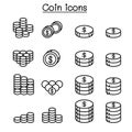 Money & Coin icon set in thin line style Royalty Free Stock Photo