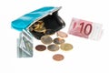 Money and Coin Purse Royalty Free Stock Photo
