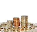 Money coin stack growing graph isolated Royalty Free Stock Photo