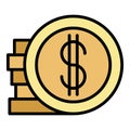 Money coin stack icon color outline vector Royalty Free Stock Photo