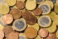 Money and coins from europe, a group of coins Royalty Free Stock Photo