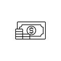 money, coins line icon on white background