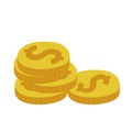 Money coins stack doodle vector or drawn small pile heap of gold pound currency graphic isolated on white illustration Royalty Free Stock Photo