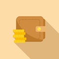 Money coins wallet icon flat vector. Payment cashback