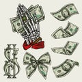 Money colorful vintage elements concept Royalty Free Stock Photo