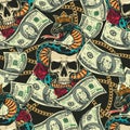 Money colorful vintage seamless pattern Royalty Free Stock Photo