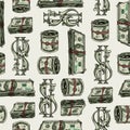 Money colorful vintage seamless pattern