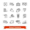 Money and commerce icons thin line set Royalty Free Stock Photo