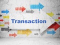 Money concept: arrow with Transaction on grunge wall background Royalty Free Stock Photo