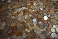Money concept - bunch of international coins Royalty Free Stock Photo