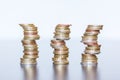 Money concept: Coins tacked on each other. Inflation, currency, savings, money Royalty Free Stock Photo