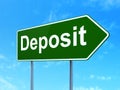 Money concept: Deposit on road sign background