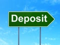 Money concept: Deposit on road sign background
