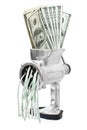 Money concept. Dollars are milled in meat grinder Royalty Free Stock Photo