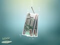 Money concept illustration, Myanmar kyat money paper on fish hook