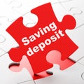 Money concept: Saving Deposit on puzzle background Royalty Free Stock Photo