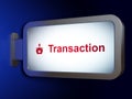 Money concept: Transaction and Money Box With Coin on billboard background