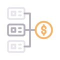 Money connection setting bfood cream pack vector color line icon