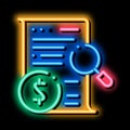 Money Contract Check neon glow icon illustration