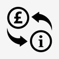 Money convert icon. Pound. Flat design style