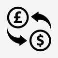 Money convert icon. Pound. Flat design style