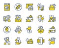 Money crime line icons. Fraud, Online thief and Steal cash set. Vector