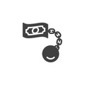 Money crisis kettlebell vector icon
