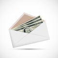 Money currency dollar banknote in envelope. Bribe and corruption Royalty Free Stock Photo