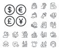 Money currency line icon. Cash exchange sign. Cash money, loan and mortgage. Vector