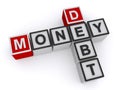 Money debt word block Royalty Free Stock Photo