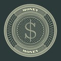 Money Decorative Circle Sign Symbol Vector Illustration