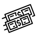 Money delivery icon outline vector. Fast cash