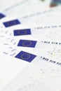 Money Detail - EU Flags On 20 Euro Notes Royalty Free Stock Photo