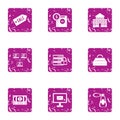 Money dialog icons set, grunge style