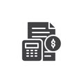 Money document and calculator vector icon