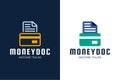 Money document and credit card icon. Linear logo style sign for mobile concept and web design. Financial accounting simple line