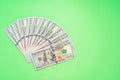 The Money dollar bills on a light green background Royalty Free Stock Photo