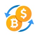 Money dollar bitcoin cryptocurrency exchange sign