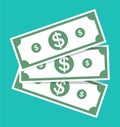 Money dollar cash. icon of bill and currency. Green banknote with sign 100. Symbol of bank, finance. Salary for payment. Financial Royalty Free Stock Photo